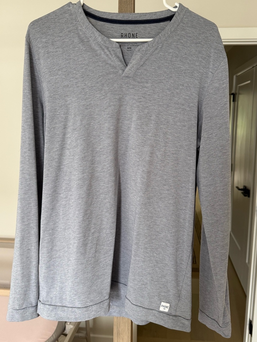 RHONE Heather Gray Notch-Neck Performance Tee